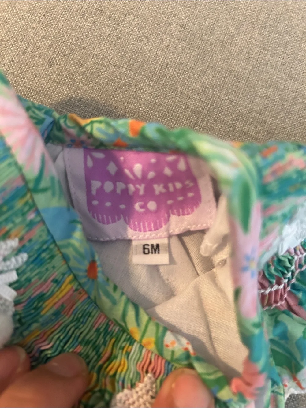 Floral Smocked Bunny Bubble Romper - Green & Pink